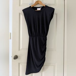 LUSH black knit ruched dress shoulder pads Medium